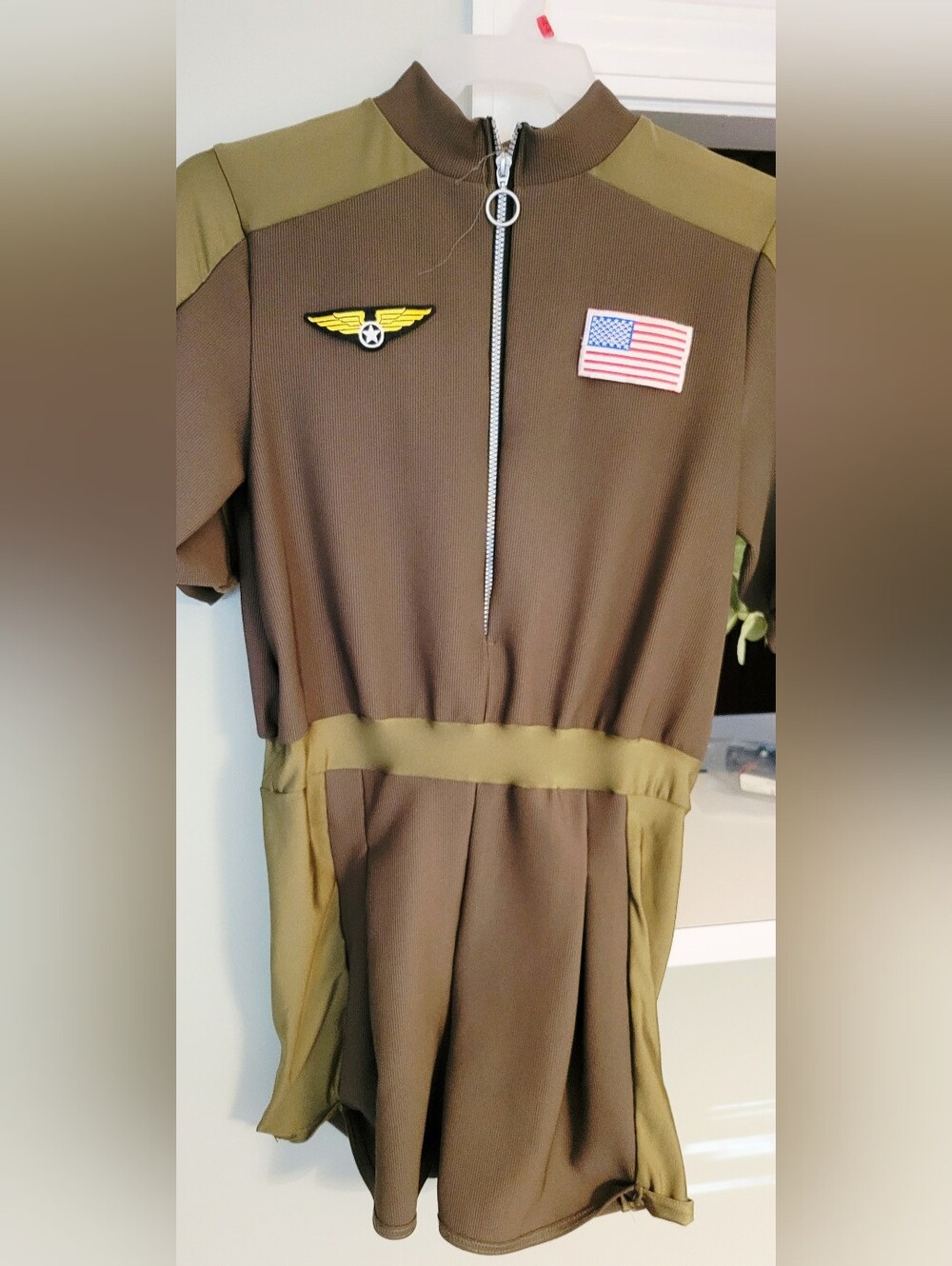 Olive Pilot Costume  With American Flag Patch